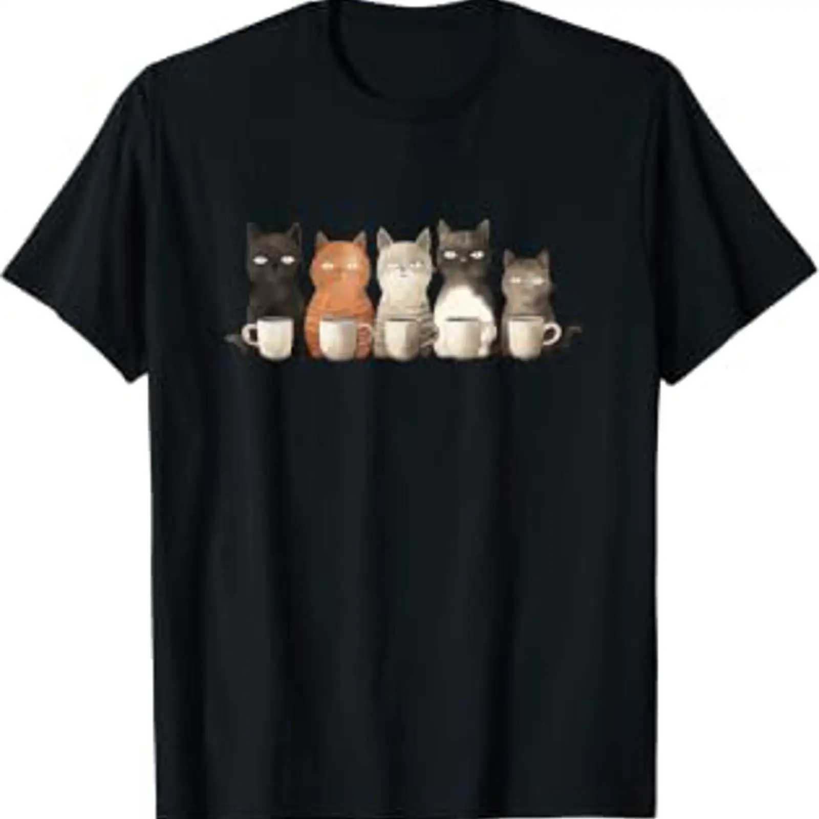 Coffee Tea Knits - Camiseta con diseño de gatos divertidos