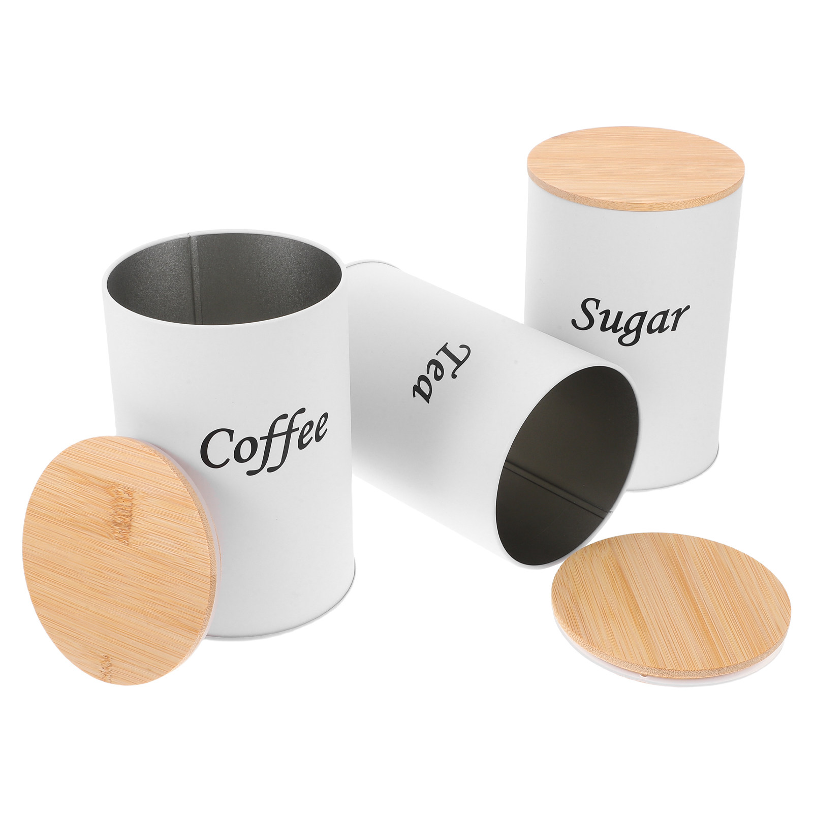Coffee Tea And Bean - Juego de 3 Recipientes Herméticos Redondos