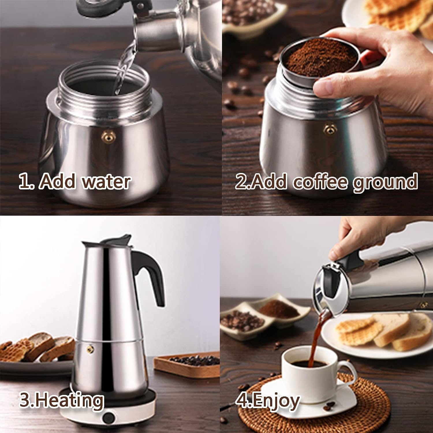 4/6/9 tazas Moka Pot Caffe Taz - Coffee Tea Making Machine reseña y precio